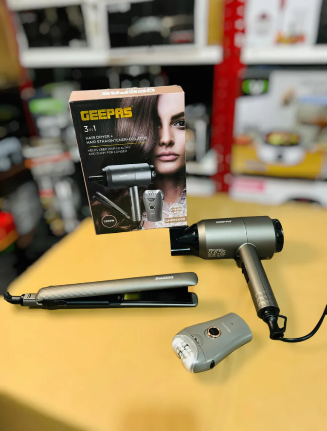 Geepas 3'ü 1 Arada Fön Saç Kurutma Makinesi + Saç Düzleştirici + Epilatör (86068)