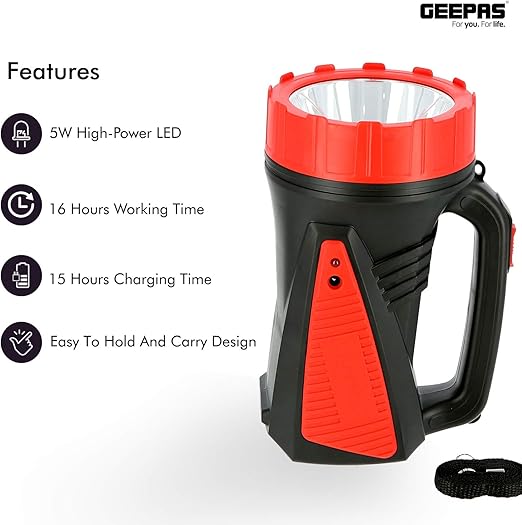 Geepas Işıldak Şarj Edilebilir LED Acil Durum Arama Işığı (5564)