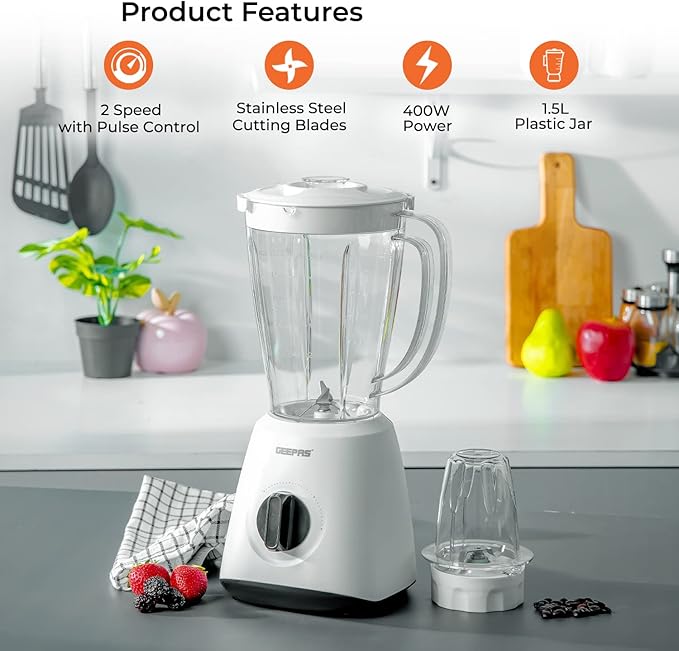 Geepas  2'si 1 Arada Çok İşlevli Blender 1.5L 400W (44027)