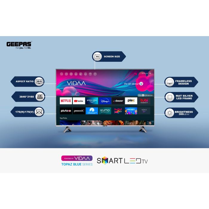 Geepas Smart LED 65 Inch 4K Ultra HD (6569SVUHD)