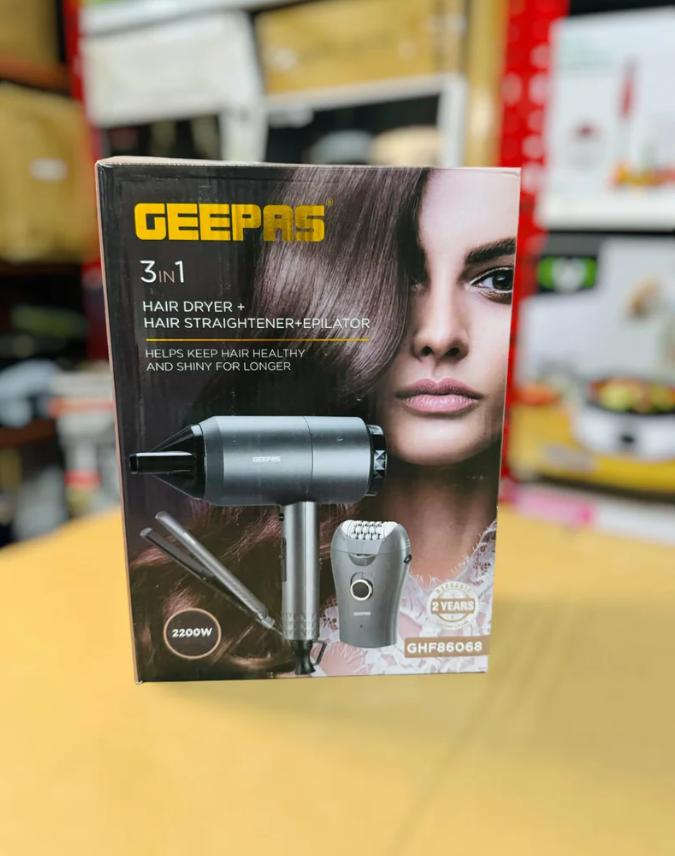 Geepas 3'ü 1 Arada Fön Saç Kurutma Makinesi + Saç Düzleştirici + Epilatör (86068)