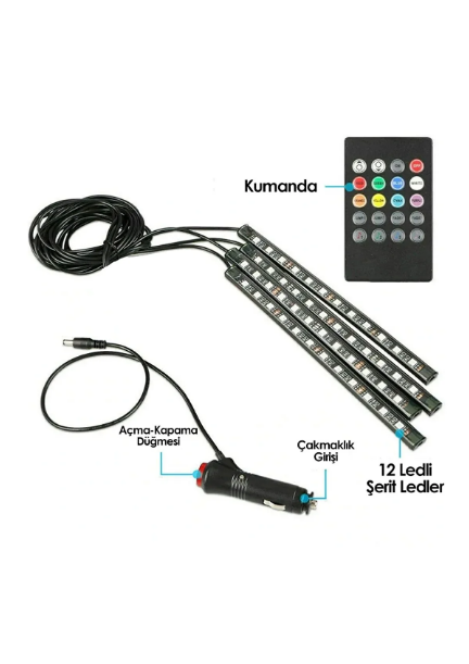 Araba İçi Kumandalı Led Işık & Oto Aydınlatma