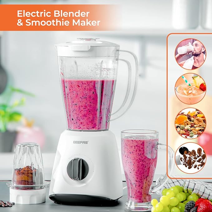 Geepas  2'si 1 Arada Çok İşlevli Blender 1.5L 400W (44027)