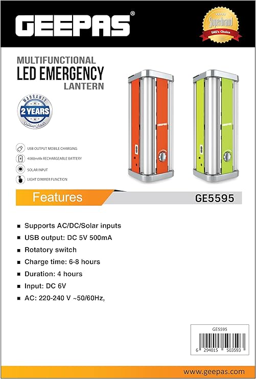 Geepas Çok İşlevli LED Acil Durum Feneri Işıldak (5595)